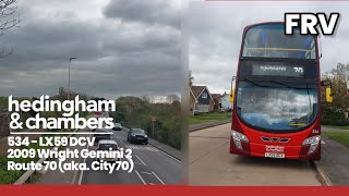 Full Route Visual  First Ever Run  Hedingham and Chambers Route 70 from Marks Tey to Colchester [upl. by Metabel]