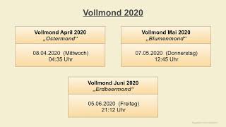 Vollmond 2020  Alle Termine  Mondkalender 2020 [upl. by Tania83]