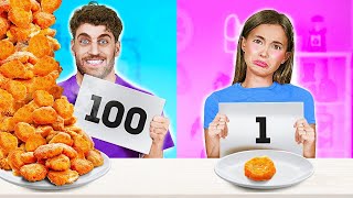 NEW 123 GO 100 LAYERS OF FOOD CHALLENGE  Lucky vs Unlucky Eating for 24 hours [upl. by Anitsirc]