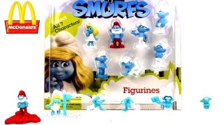 2017 McDONALDS SMURFS HAPPY MEAL TOYS LOST VILLAGE VS VENDING MACHINE FULL SET 7 KIDS COLLECTION [upl. by Chura]