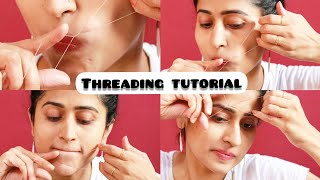 DIY Threading  Eyebrows Upper lips Chin Threading at home  self threading [upl. by Alisia]