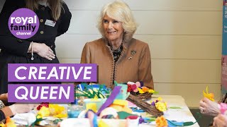 Creative Queen Camilla Crafts Wreath at Shrewsbury Flaxmill Maltings [upl. by Still578]