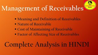 Management of Receivables in HINDI  BcomMcomMBABBA [upl. by Githens420]