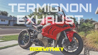 PANIGALE V4 Gets Titanium TERMIGNONI D184 Exhaust Fitment Issues ColdStart Revs [upl. by Manchester907]