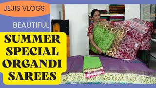 Beautiful Organdie Cotton Sarees By Anitha Reddy Jejis Vlogs [upl. by Huey46]