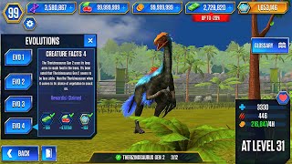 THERIZINOSAURUS GEN 2 AMBER EVENT DEFEAT 3 OPPONENTS  JURASSIC WORLD THE GAME [upl. by Derdlim]