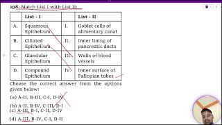 Match List I with List II  List  I List – II A Squamous Epithelium I Goblet cells of alimentary [upl. by Clarabelle]