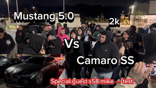 Mustang 50 Vs Camaro SS special guest S58 🚗 insane ‼️ camaro ss 50 turbo s58 mustang [upl. by Drida228]