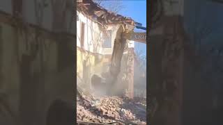 Building Gets Demolished constructionequipment demolition automobile [upl. by Skylar]