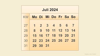 Kalender Juli 2024 [upl. by Christopher383]