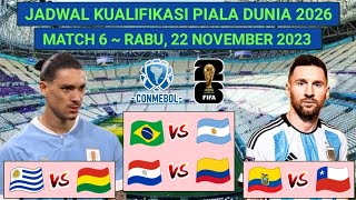 Jadwal Kualifikasi Piala Dunia Zona Conmebol  Brazil vs Argentina  Uruguay vs Bolivia [upl. by Dicks]