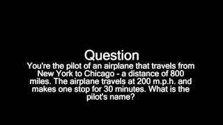 Trick Question 27  Pilot Great Trick Question Brain Teaser Answer at end of video [upl. by Vivianne]