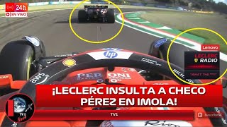 Leclerc insulta a Checo Pérez tras aventarle el Ferrari mexicano enfurece y es investigado GP Imola [upl. by Giavani369]