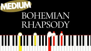 QUEEN  Bohemian Rhapsody  Medium Piano tutorial [upl. by Diskin]