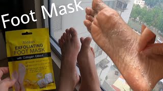 Tried Megan exfoliating foot mask and how to use it  Product review footmask [upl. by Hgielrahc]