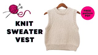 FREE Cropped Vest KNITTING PATTERN  TUTORIAL [upl. by Ias]