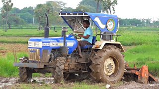 Latest Swaraj 744 FE 4wd Tractor Performance with Rotavator  Tractor Videos  Mighty Automotives [upl. by Ahsauqram]