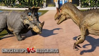 Jurassic World Evolution  Sinoceratops amp Allosaurus Breakout amp Fight 1080p 60FPS [upl. by Flip]