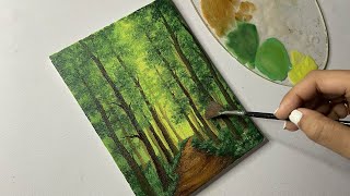 Forest pathway painting easy acrylic painting for beginners57 acrylicpainting [upl. by Rinna]