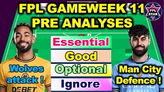 FPL Gameweek 11 Pre Analyses  FPL Gameweek 11 Top 10 Popular Buy Sell Comparison  FPL GW 11 [upl. by Neiv]