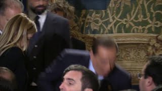 Auguri di Natale al Quirinale Giorgetti scherza con Di Maio e Berlusconi rischia lo scivolone [upl. by Aerbma]