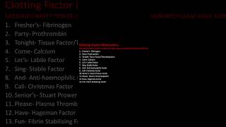 Clotting Factor Mnemonics [upl. by Edwyna]