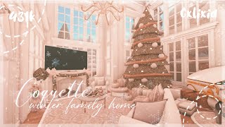 blush winter christmas coquette home interior  bloxburg house build [upl. by Zoes]