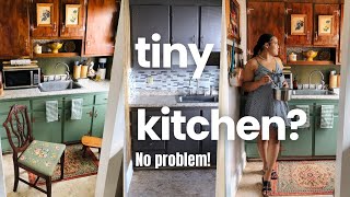 SMALL KITCHEN TRANSFORMATION  Start to Finish Makeover  Thrifted Cottagecore Kitchenette [upl. by Yemane]