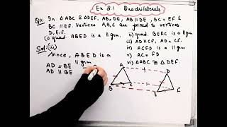 ABC amp DEFABDEAB is parallel to DEBCEFBC is Parallel to EFVertices ABC joined to DEF822 [upl. by Oicnaneb]