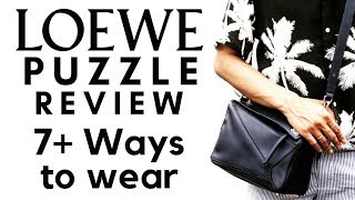 LOEWE PUZZLE BAG REVIEW  7 and more ways to wear it  What fits  PROS amp CONS [upl. by Witte471]