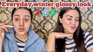 Easy everyday winter light weight makeup look❄️ Glossy makeup with less products✅ kp styles [upl. by Verity]