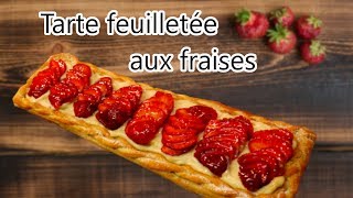 Tarte feuilletée aux fraises et crème pâtissière English subtitles  Strawberry puff pastry pie [upl. by Aelyak500]