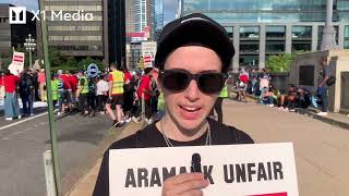 Aramark workers in Philadelphia strike over wages and benefits workers arrested [upl. by Oira666]