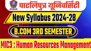 Patliputra University BCom semester 3MIC3HRM compensation management syllabus 2024 [upl. by Philan]