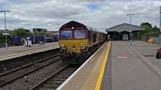 66055 leaving westbury to Bristol And 66063 119 174 on Margam to eastleigh at westbury [upl. by Haidabo]