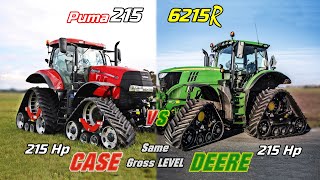 Case Puma 215 VS John Deere 6215R  Comparison on all levelsSame gross level  Red VS Green [upl. by Duleba]