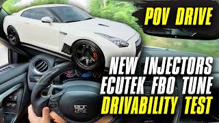 R35 GTR POV DRIVE  NEW INJECTORS AND SWITCHED TO ECUTEK FBO E85 [upl. by Ylim697]