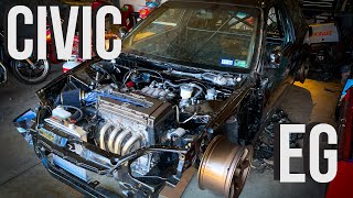 Transforming An Abandoned Civic EG Into A Racecar In 15 Minutes  100th Video [upl. by Narod]