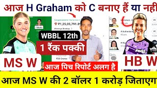 MS W vs HB W Dream11 Team prediction  Melbourne Green Women vs Hobart Women LIVE [upl. by Amorete]