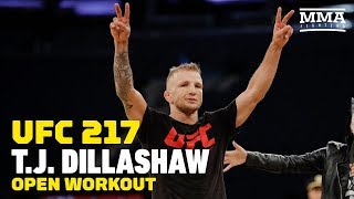 UFC 217 TJ Dillashaw Open Workout Video  MMA Fighting [upl. by Enela]