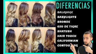 👉 Tipos de Mechas☝️LAS MEJORES MECHAS 👱‍♀‍ BALAYAGE vs CALIFORNIANAS vs OJO DE TIGRE vs CONTOURING [upl. by Trah]