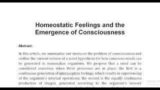 Homeostatic Feelings and the Emergence of Consciousness [upl. by Pillow]