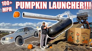 Launching Pumpkins 100MPH At My Crown Vic This Pumpkin Launcher Is No Joke  HUGE ANNOUNCEMENT [upl. by Llennol]