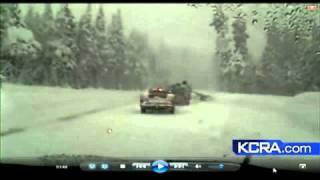 Utility Line Blocks Snowy Highway 50 [upl. by Bosson]