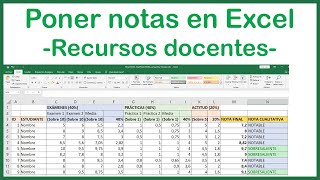 Poner notas calificaciones con Excel para docentes fórmulas y preparar archivo [upl. by Jane]