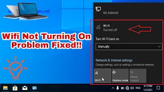 How to Turn on Wifi on Window 10 in Laptop  Wifi Not Turning on Problem Solved  Wifi Turned Off [upl. by Calise]