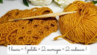 1 pelote  1 H  2 ouvrages au crochet  2 cadeaux  Patron GRATUIT  Modèle crochet facile [upl. by Ynattyrb]