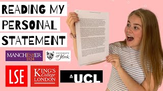 READING THE PERSONAL STATEMENT THAT GOT ME INTO LSE UCL KCL YORK AND MANCHESTER [upl. by Elrod512]