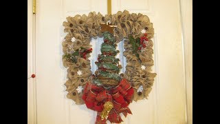 How To Make Carmens Square Burlap Winter Tree Wreath [upl. by Senoj]