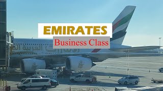 EMIRATES BUSINESS CLASS Los Angeles to Dubai EK216 A380 [upl. by Goltz]